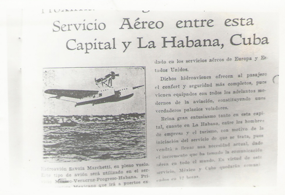 3. Servicio aéreo entre Mérida y La Habana Cuba, 1931